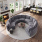 Harlan Curved Modular Sectional Sofa – Chenille, Solid Wood Frame, 4 Colors - Dark Gray (2)
