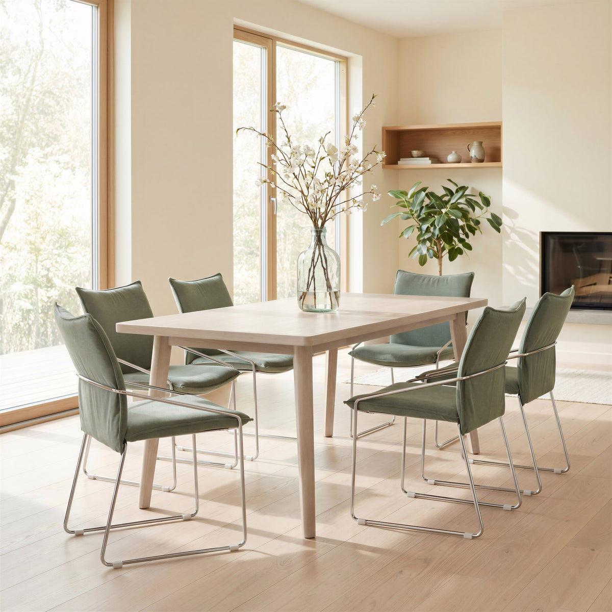 Pola Dining Chair (Set of 2) in Green