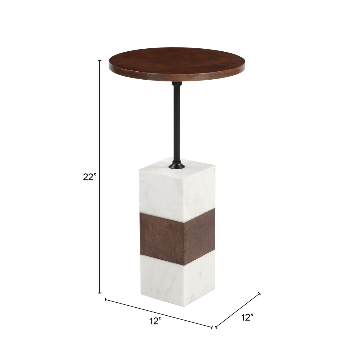 Stuk Brown & White Side Table