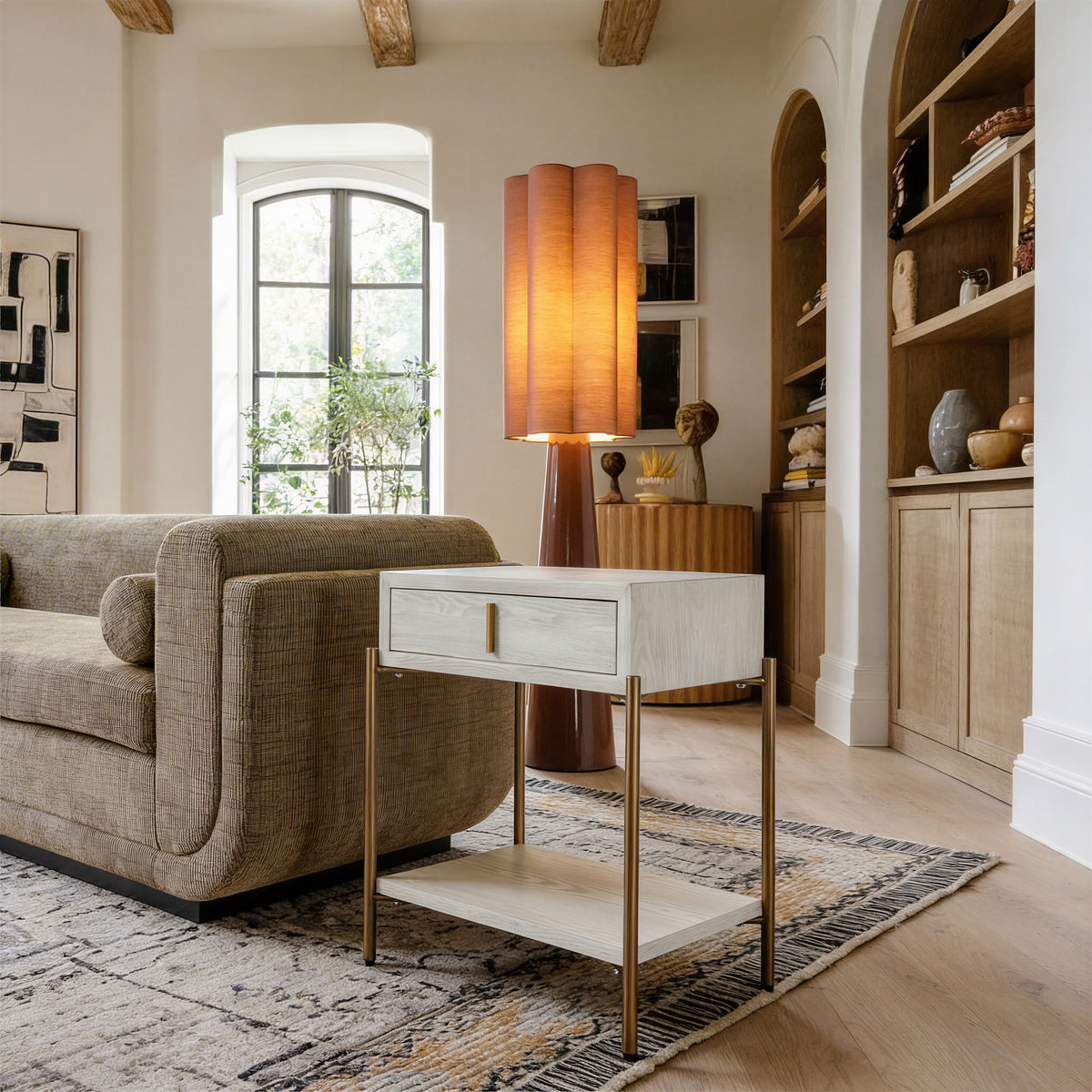 Yoru Oak White Side Table