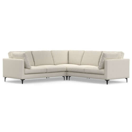 Ava MCM Cream Symmetrical Corner Sofa Sectional 102" (2 Colors)