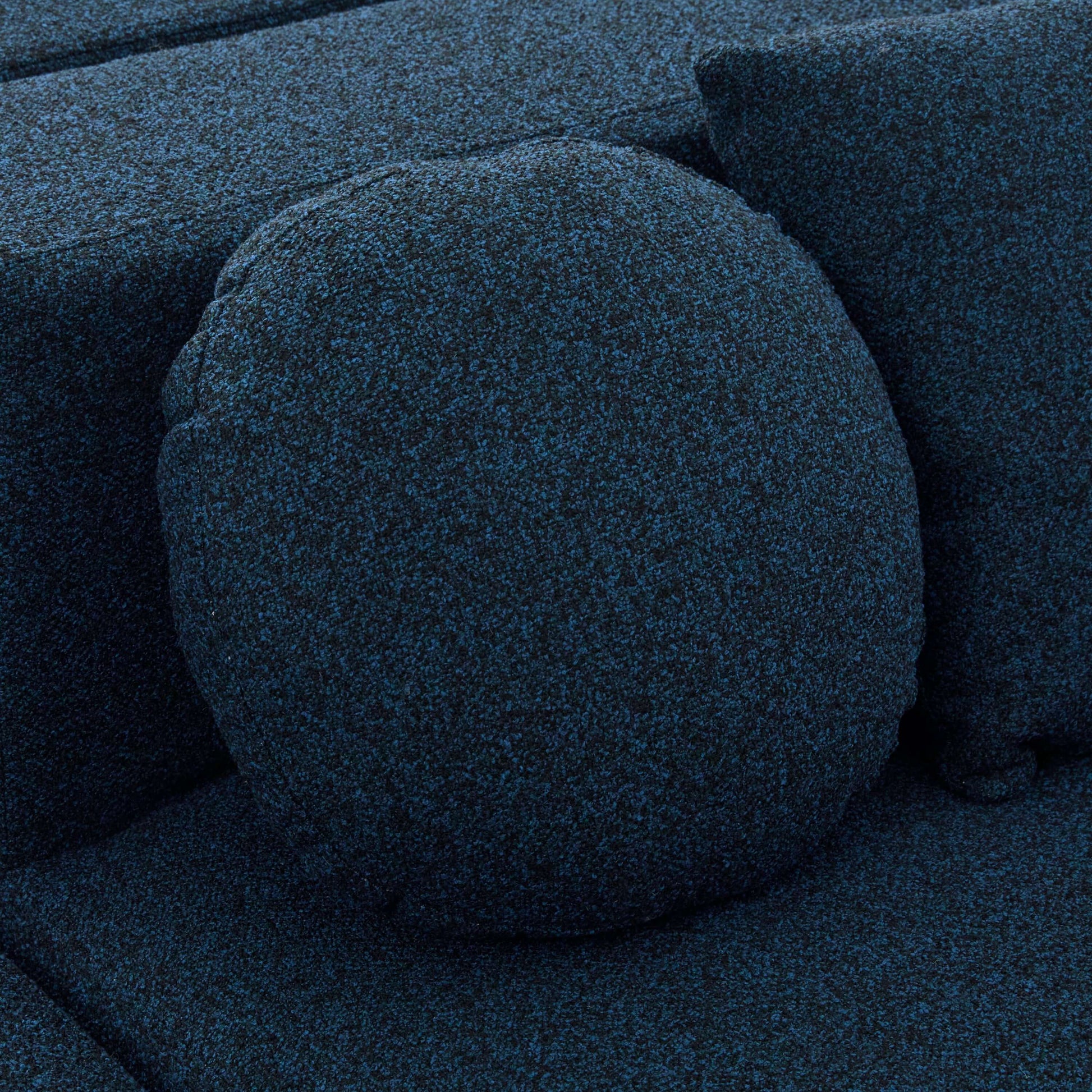 Boneless Boucle Modular Sectional Sofa 115” – Deep Seat Curved U-Shaped Foam Couch for 6 close-up of textured cushion.