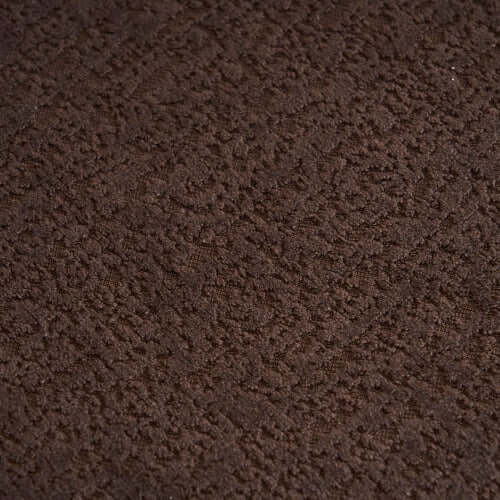 Close-up view of soft brown chenille fabric suitable for upholstery.