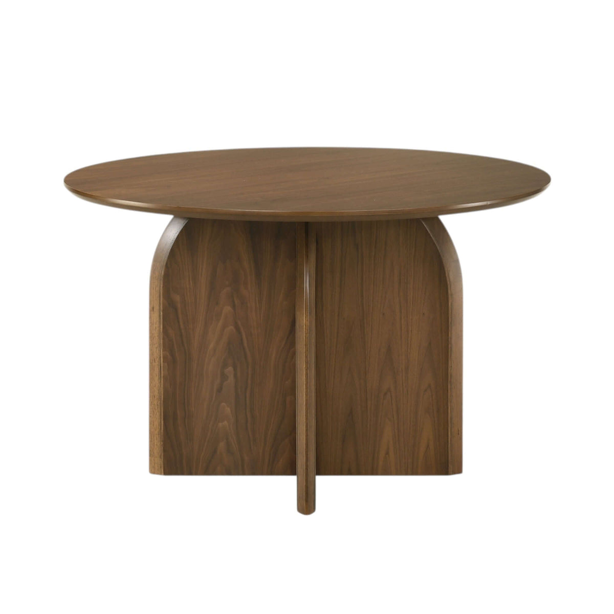 Delmon Dark Walnut Round Dining Table 47" with a refined dark walnut finish and modern elegance, perfect for dining spaces.