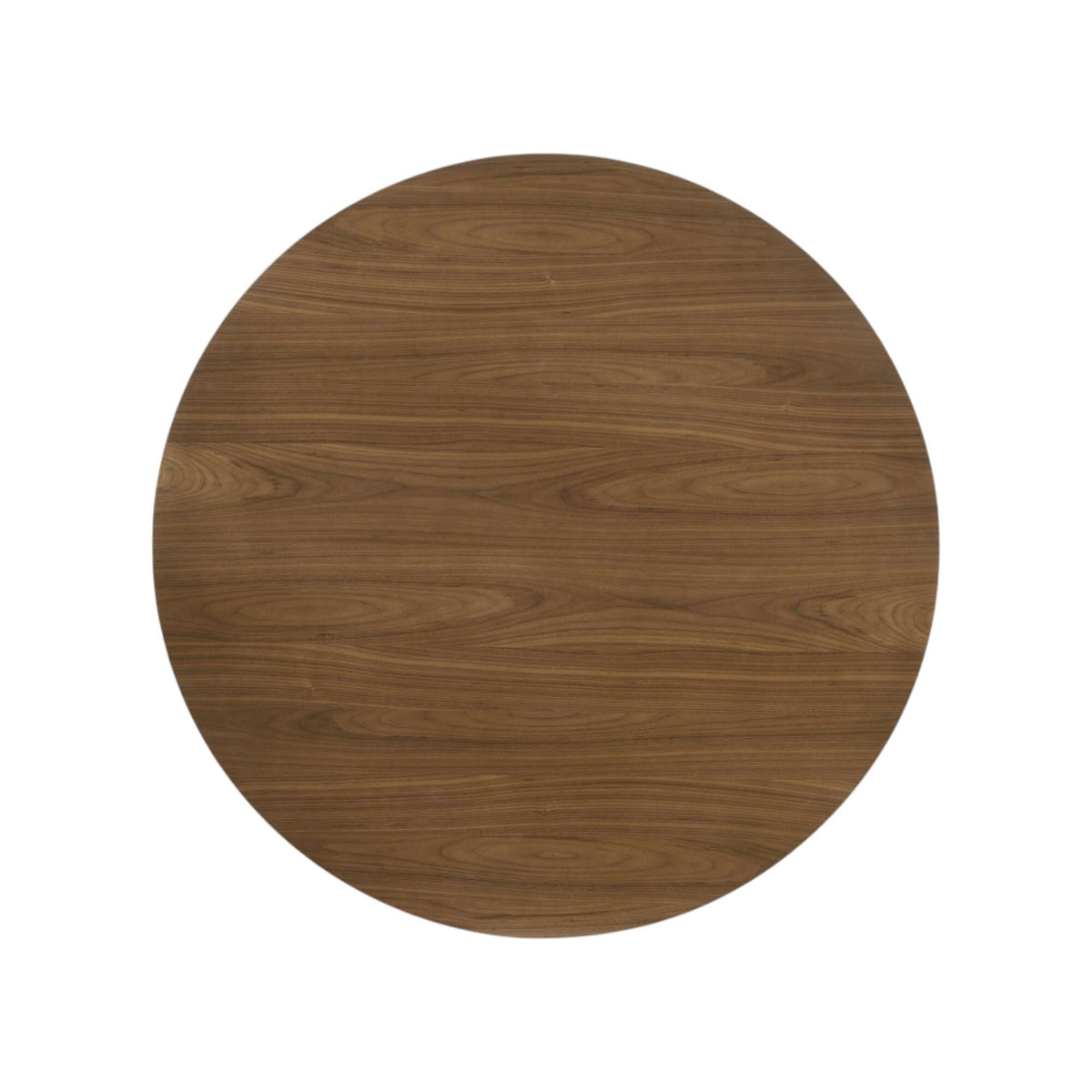 Delmon Dark Walnut Round Dining Table 47" top view showcasing rich walnut finish and round design.
