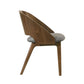 Delmon Fabric & Dark Walnut Side Chair (Set of 2) in side view, featuring soft upholstery and a curved back.