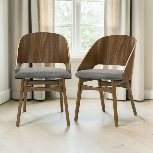 Delmon Fabric & Dark Walnut Side Chair (Set of 2) featuring rich walnut finish and soft upholstery.