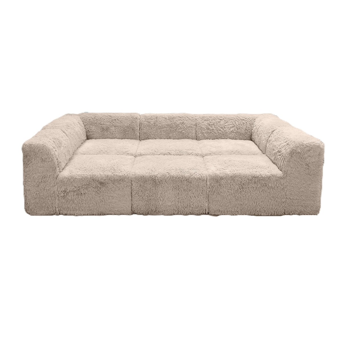 Delphine Faux Fur Modular Day Bed – 6-Piece Taupe Sectional Sofa