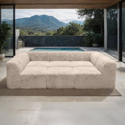Delphine Faux Fur Modular Day Bed – 6-Piece Taupe Sectional Sofa – view 3