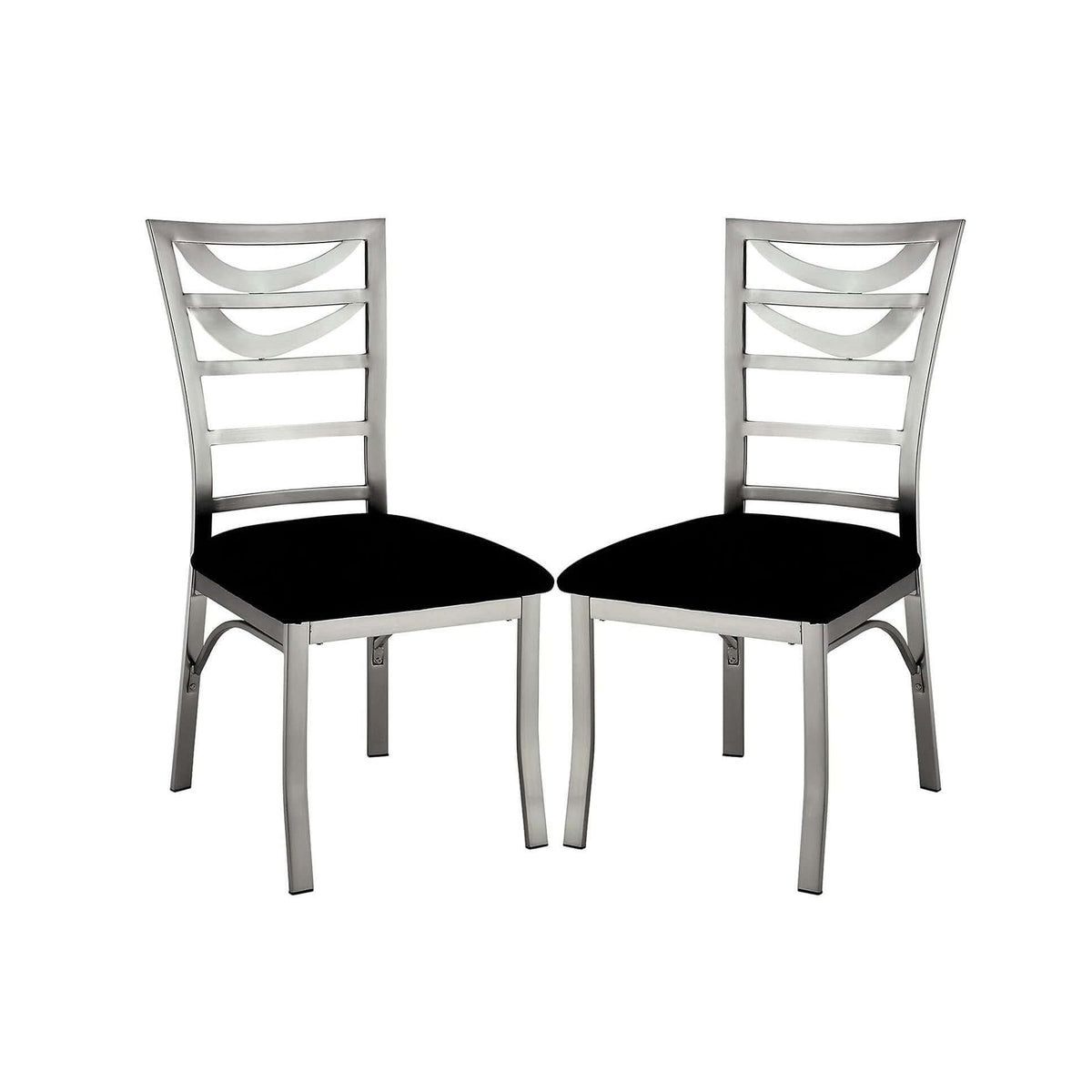 Delphine Metal Dining Chair Set – 39" Silver & Black Dining Chairs (Set of 2)