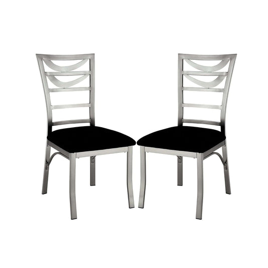 Delphine Metal Dining Chair Set – 39" Silver & Black Dining Chairs (Set of 2)