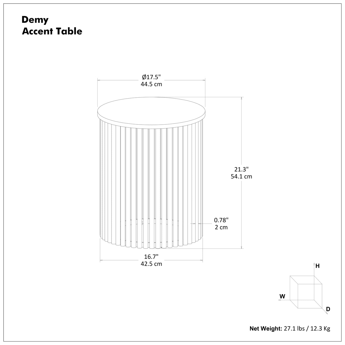 Demy Black Marble Accent Table – 17.5" Accent Table – view 3
