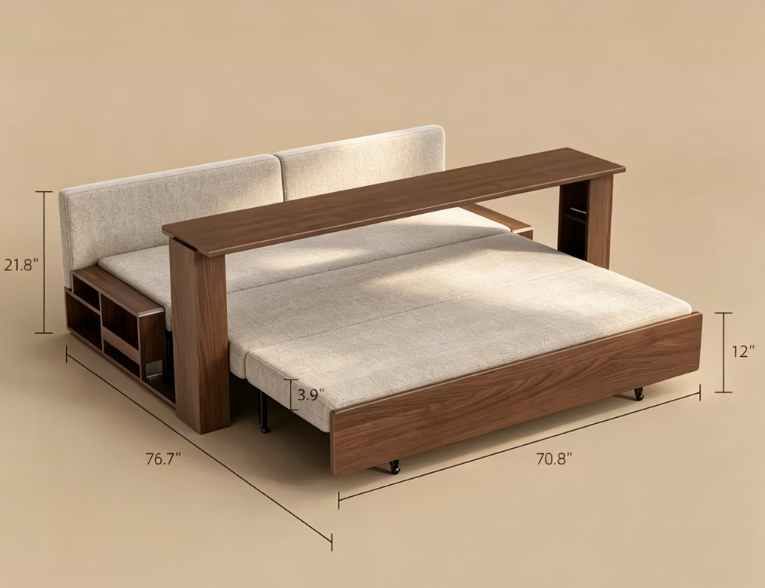 Off White lift-up storage sofa bed
