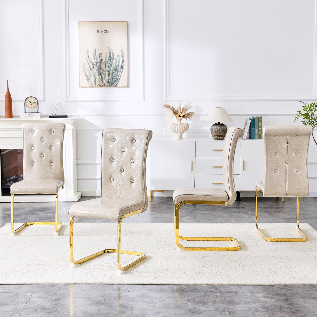 Kinsey Beige, Gold Legs, Set of 4