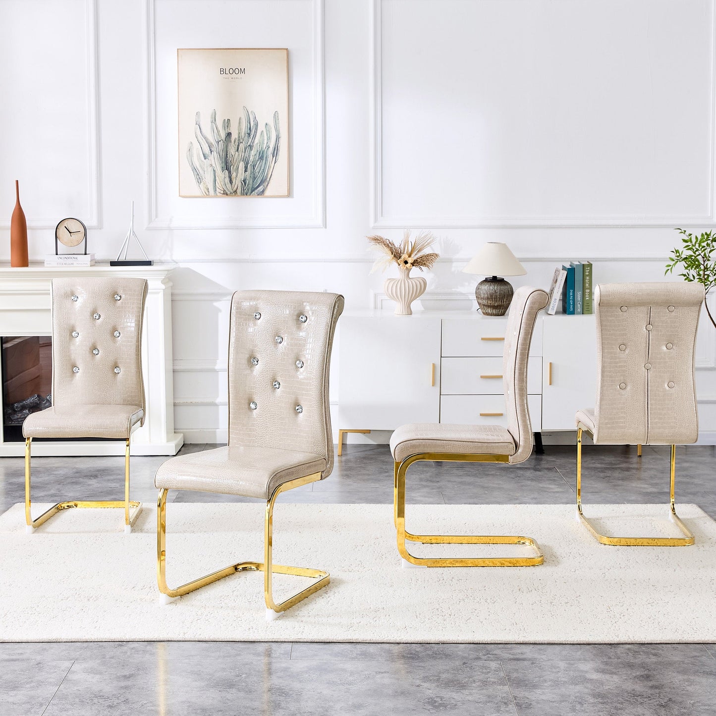 Kinsey Beige, Gold Legs, Set of 4