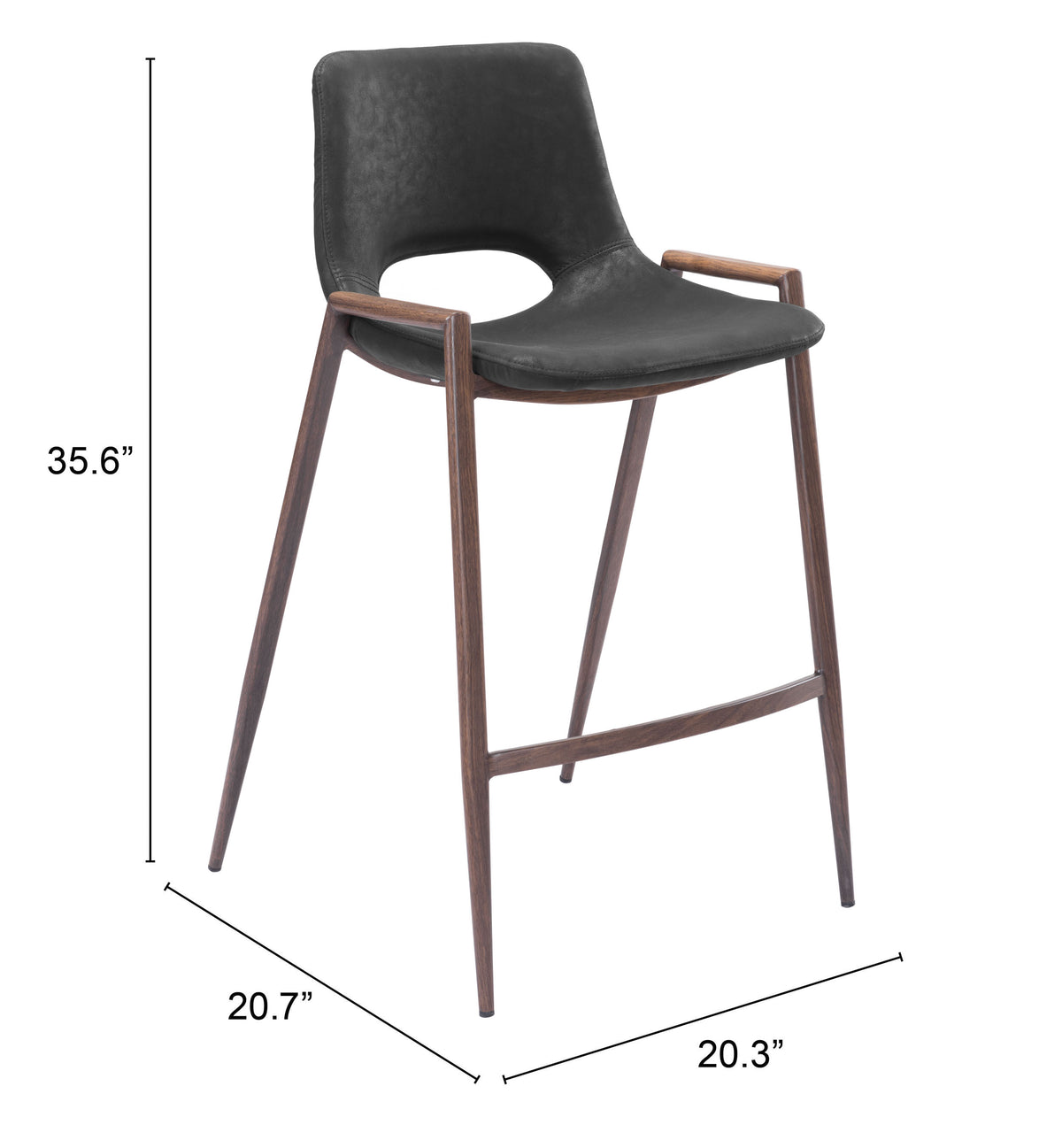 Desi Counter Stool (Set of 2) in Black & Walnut