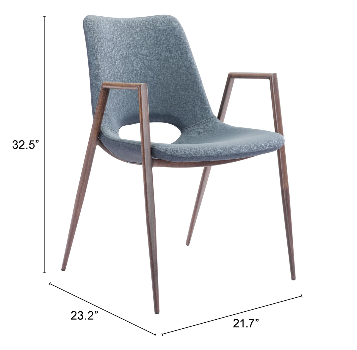 Desi Dining Chair (Set of 2) in Azure Gray & Walnut