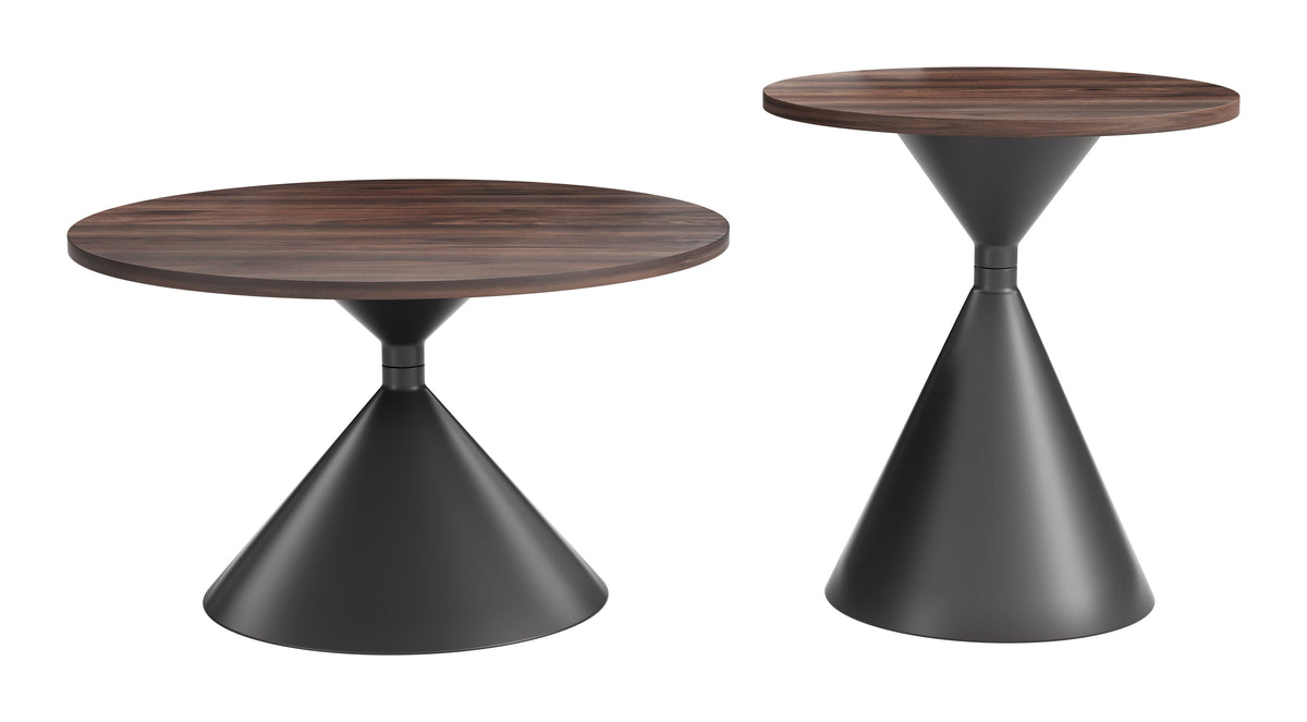 Rosk Walnut & Black Coffee Table Set (2-Piece)