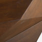 Close-up of the Diamond Shape Solid Wood Lift-Top Coffee Table in Matte Brown 48" surface showcasing facets.