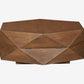 Diamond Shape Solid Wood Lift-Top Coffee Table in Matte Brown 48" showcasing a sculptural design with hidden function.