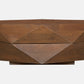 Diamond Shape Solid Wood Lift-Top Coffee Table in Matte Brown 48" with sculptural geometric design.