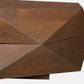 Diamond Shape Solid Wood Lift-Top Coffee Table in Matte Brown 48" showcasing its sculptural design and distinctive facets.