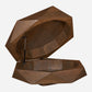 Diamond Shape Solid Wood Lift-Top Coffee Table in Matte Brown 48" with sculptural design and hidden storage.