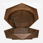 Diamond Shape Solid Wood Lift-Top Coffee Table in Matte Brown 48" with unique sculptural design and hidden storage feature.