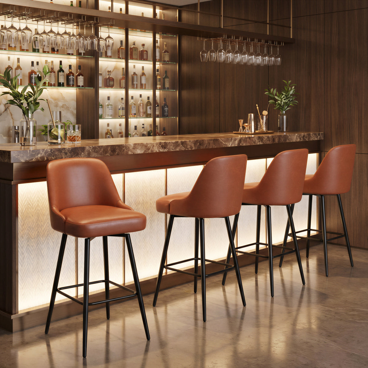 Keppel Swivel Barstool in Brown
