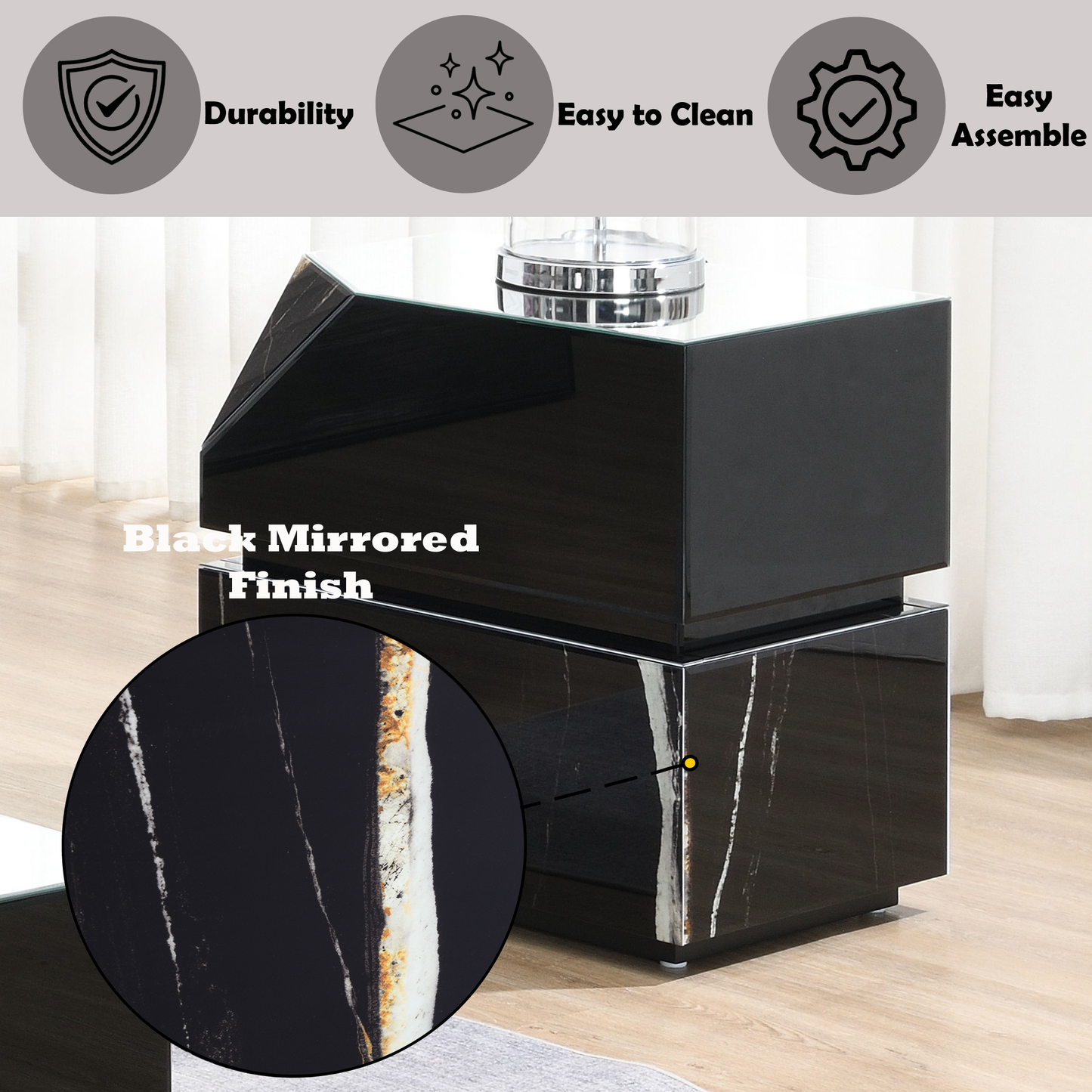 Drisana Black Synthetic Wood End Table – view 5