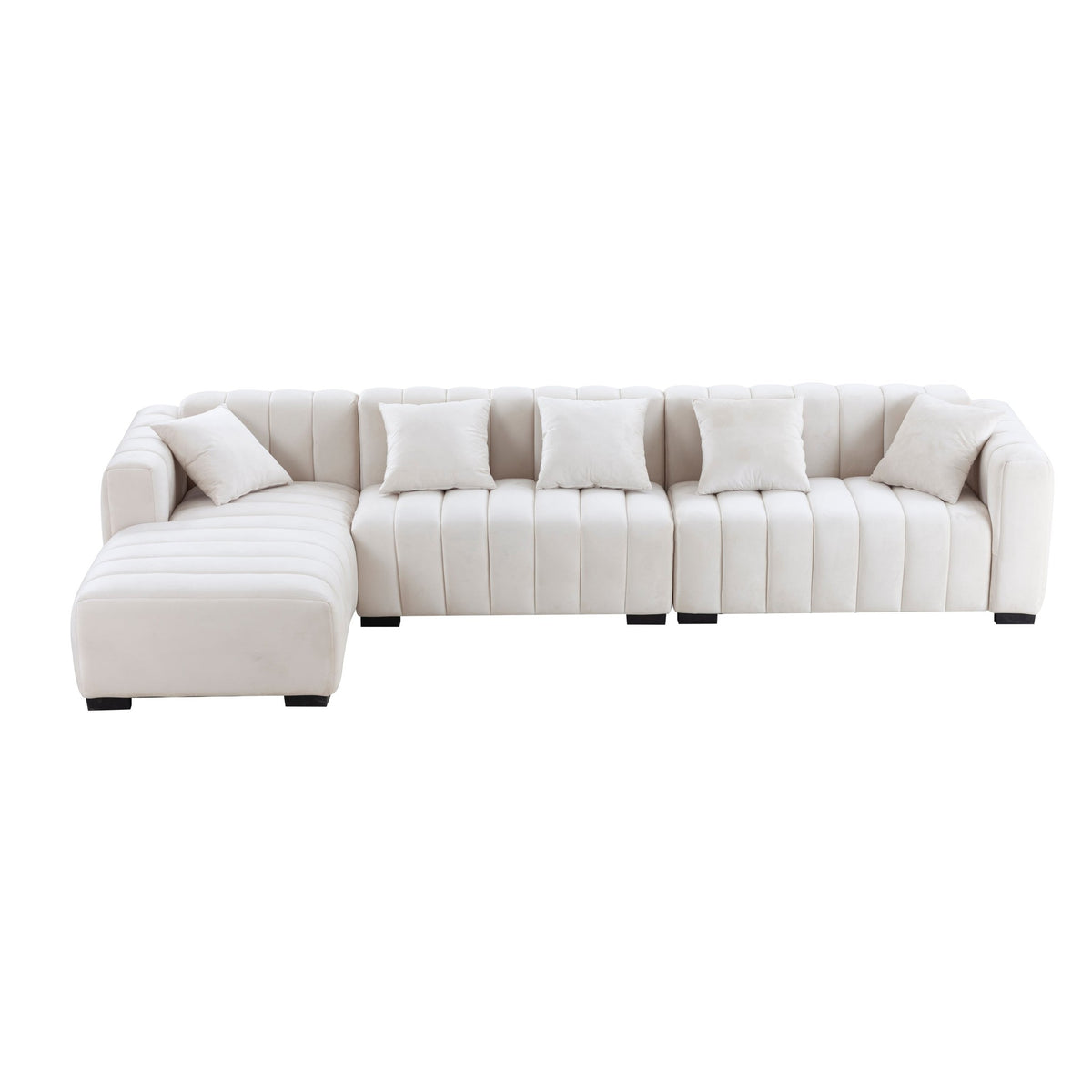 Dunmore Beige Velvet Sectional Sofa – 139"