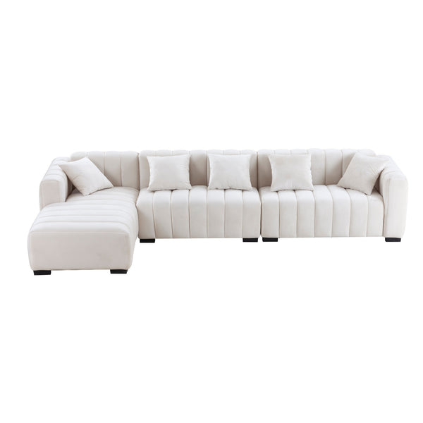 Dunmore Beige Velvet Sectional Sofa – 139