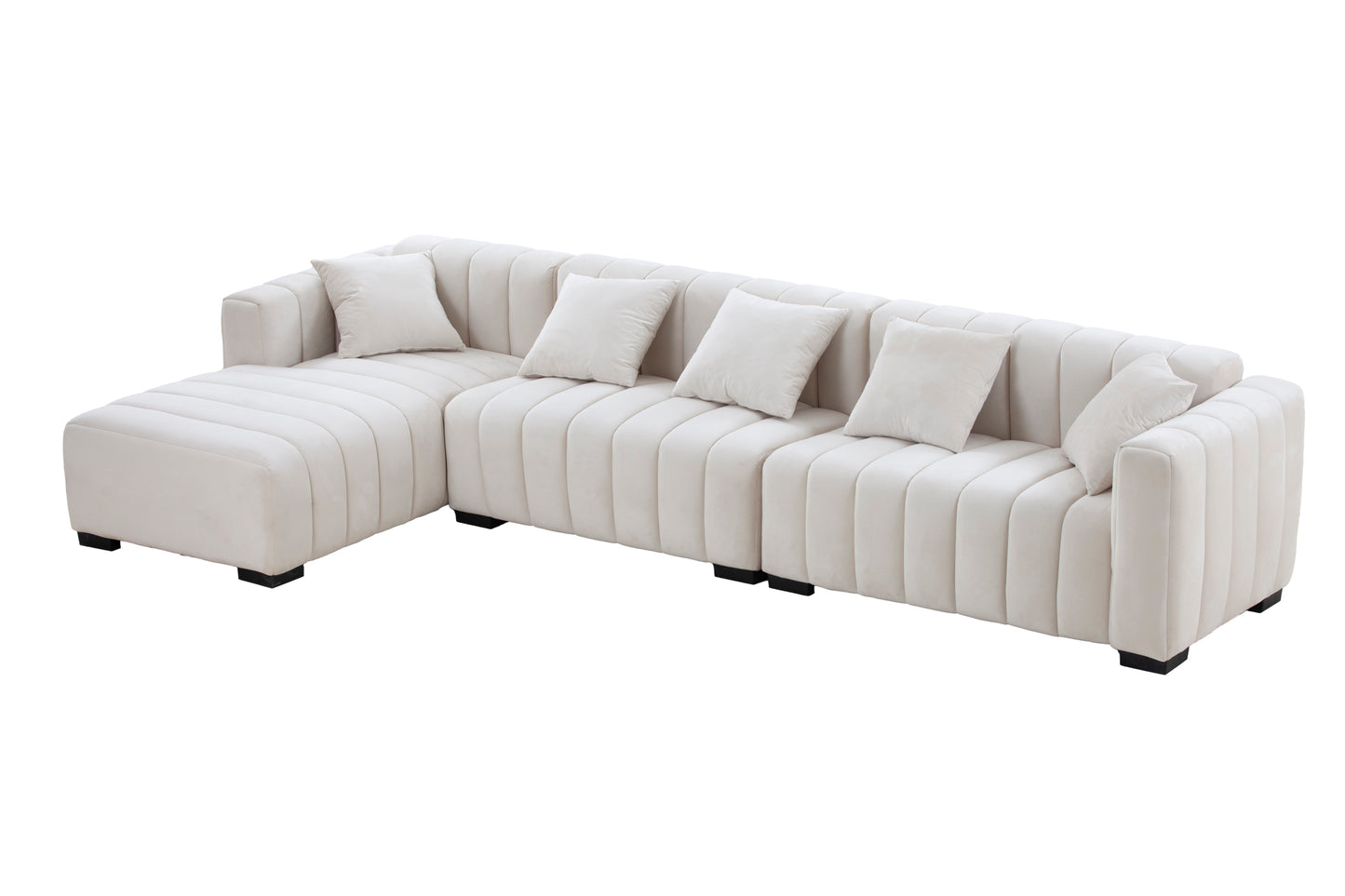 Dunmore Beige Velvet Sectional Sofa – 139" – view 7