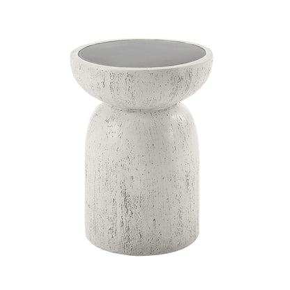 Dylana Gray Engineered Stone Accent Table – 14" Round Accent Table