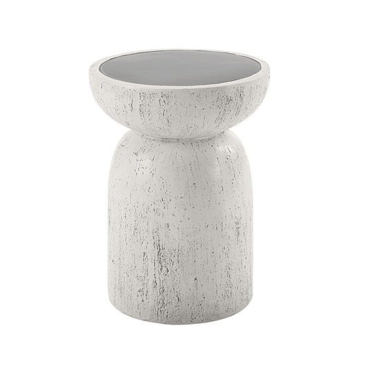 Dylana Gray Engineered Stone Accent Table – 14" Round Accent Table