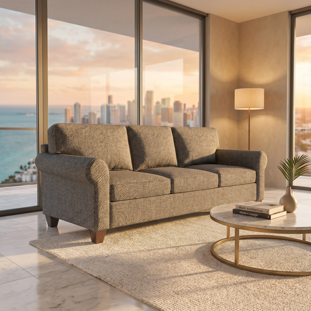 Augusta Sofa – Made in USA, Custom Fabric Options, 83" Classic Design - Catalina Steel - Fabric (2)