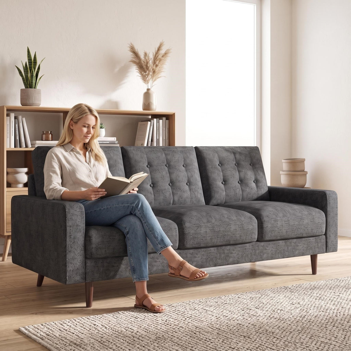 Noemi Tufted Fabric Sofa