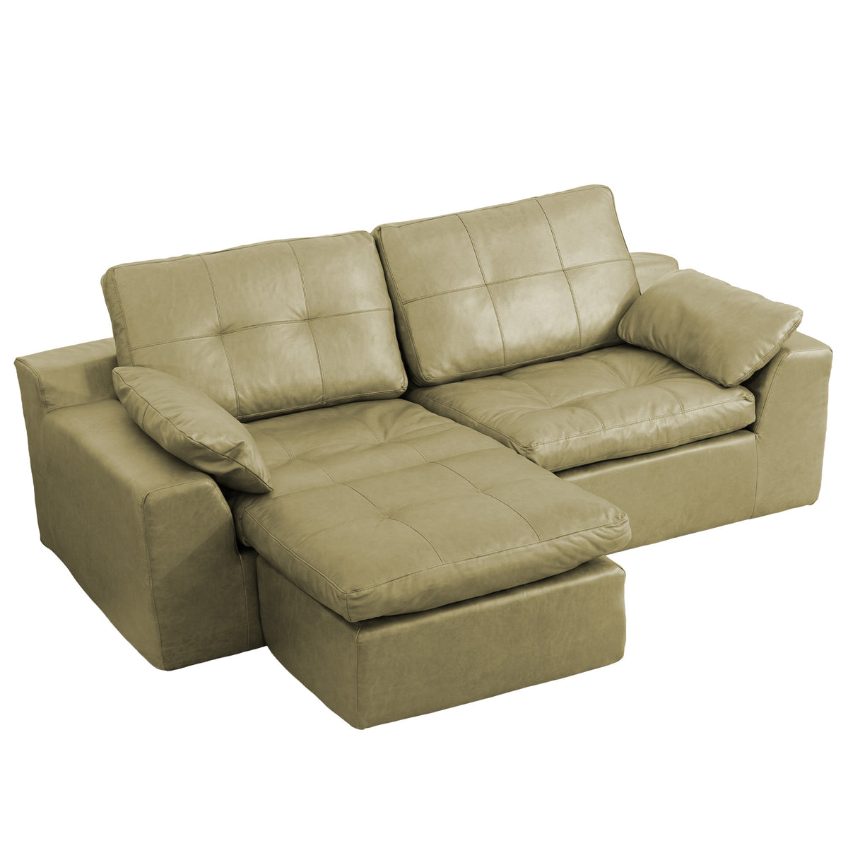 Delano Faux Leather Sectional Sofa in Green