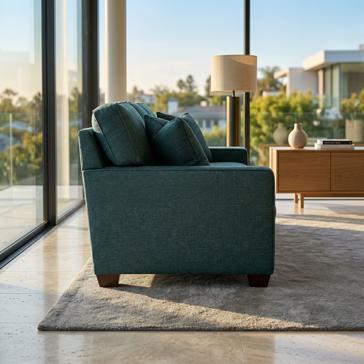 Clifford 2-Arm Sofa – Handcrafted in the USA, Custom Fabric Options - Velvet Antique Peacock - Velvet (5)
