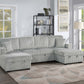 Ash corduroy convertible sectional sleeper sofa