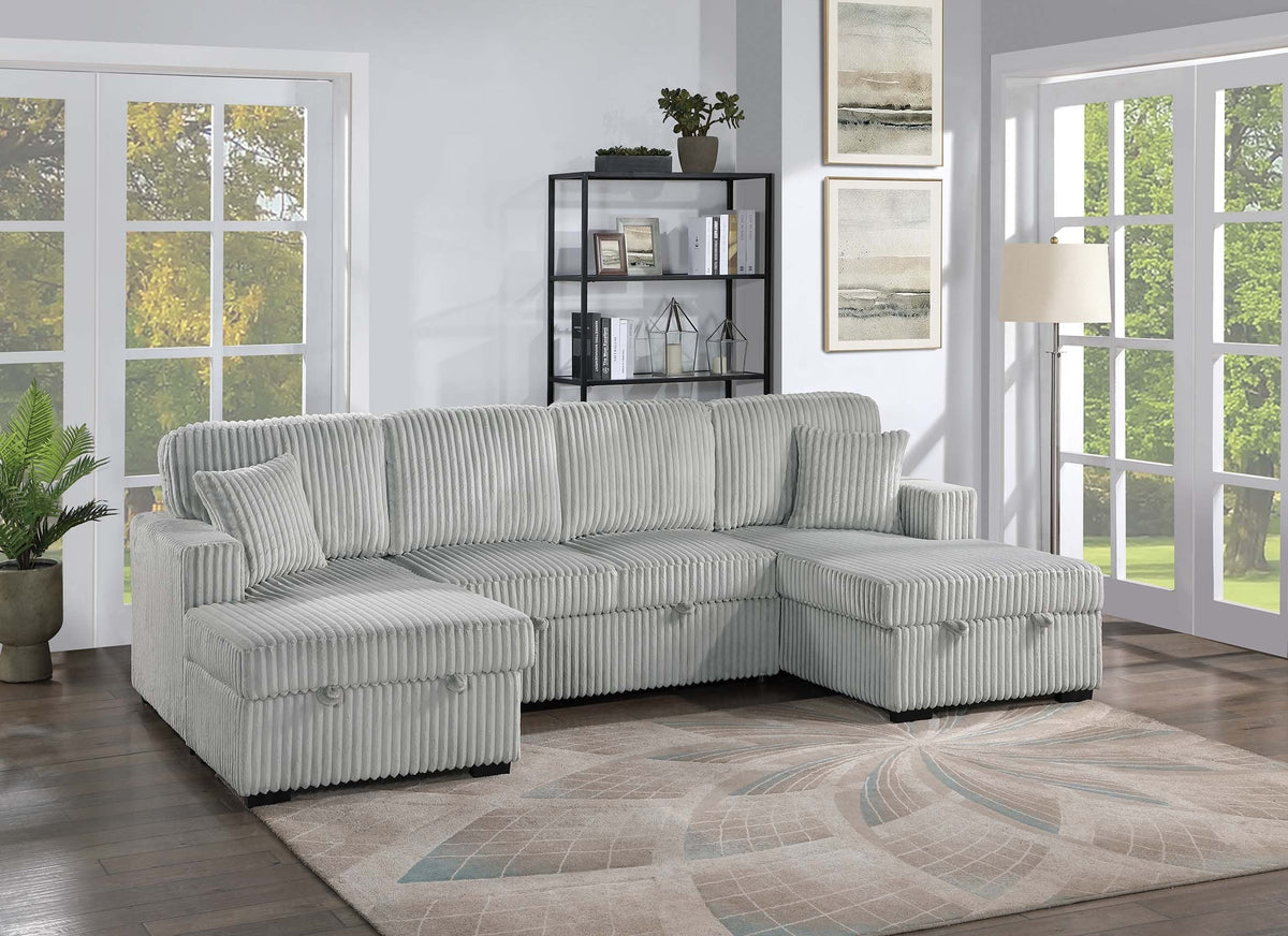 Ash corduroy convertible sectional sleeper sofa