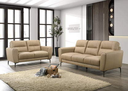 Castellan Top-Grain Leather Sofa & Loveseat Set – 82" Contemporary 2-Piece Leather Set