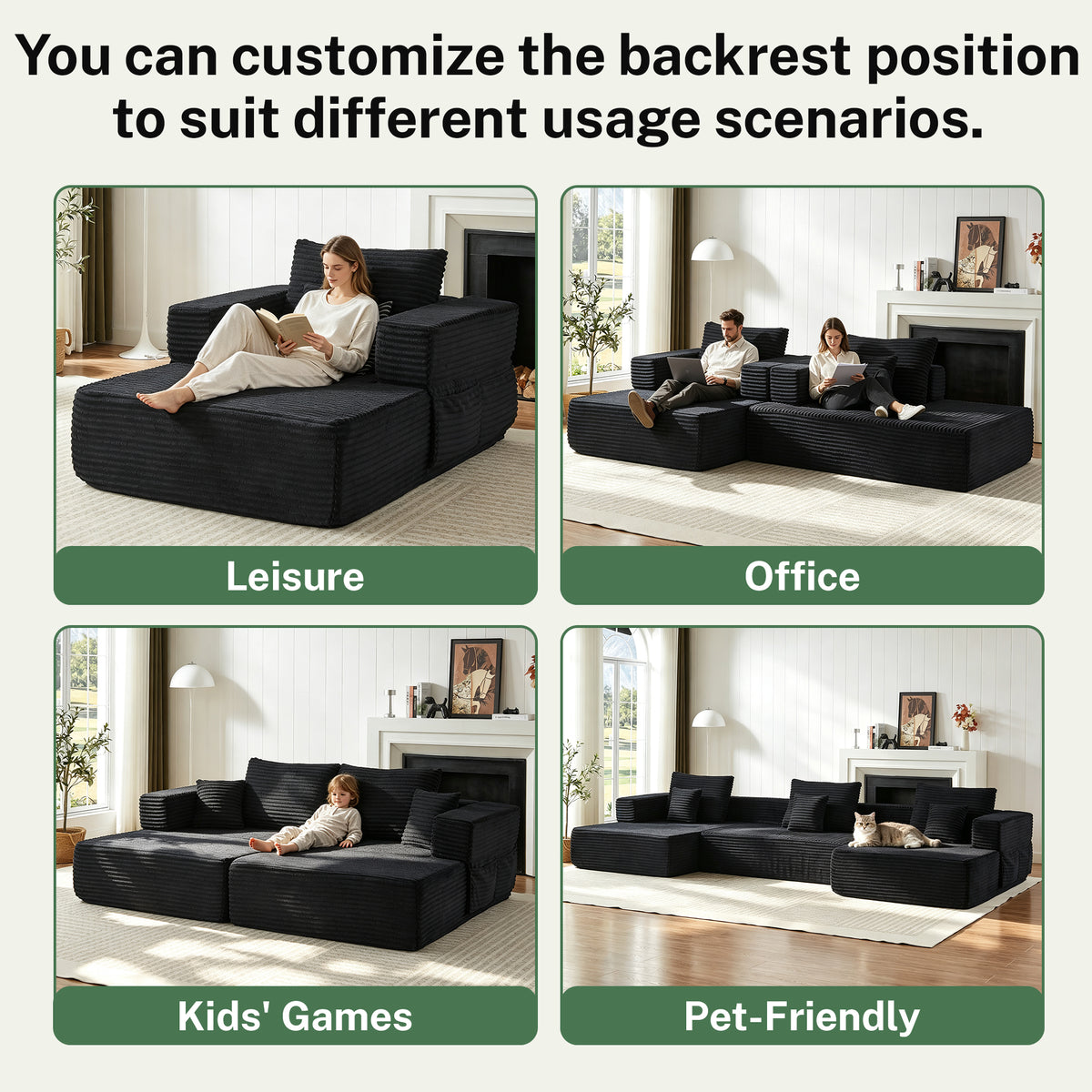 Sorrel U-Shaped Modular Sofa - Black (6)
