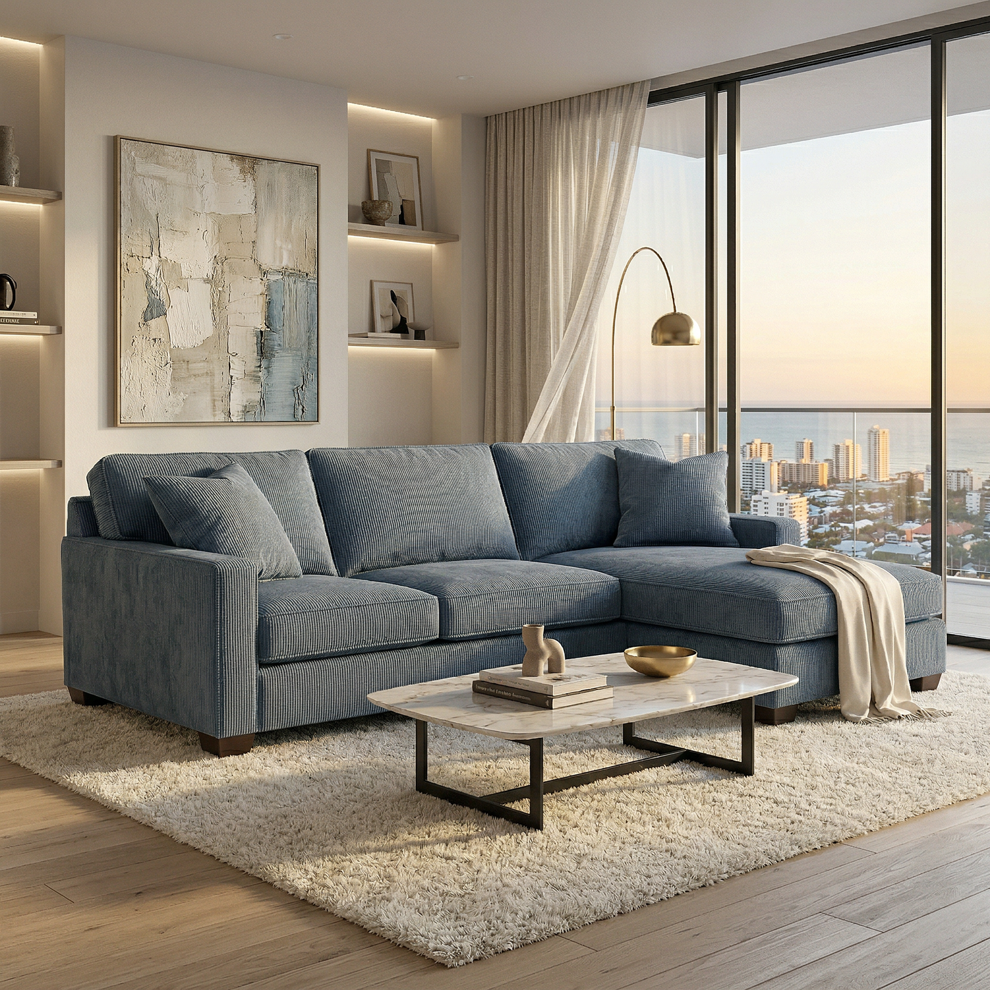 Clifford L-Shaped Sectional Sofa – Made in USA, 9 Fabric Options - Leslie Peacock - Fabric (2)