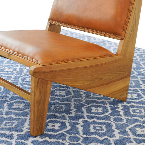 Talon 24" Full-Grain Tan Leather Armless Accent Chair