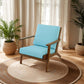 Connor Solid Wood Linen Armchair – Mid-Century Modern Lounge Chair (4 Colors) in light blue upholstery