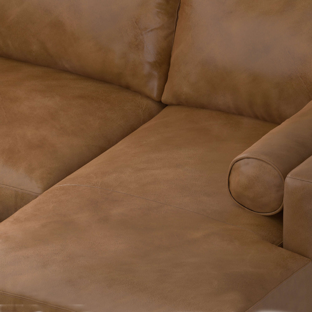 Morrison MCM Genuine Leather Sectional Chaise Sofa 102" – Modern Leather Chaise Sectional (2 Colors) close-up view.