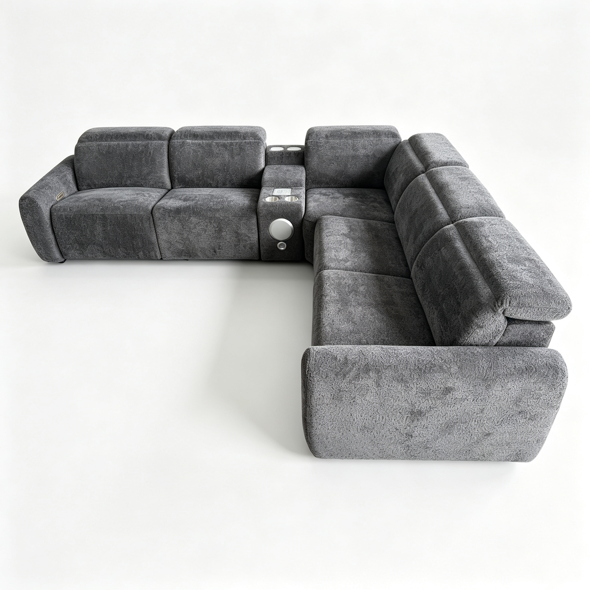 Anselm Power Reclining Sectional in Carbon Gray