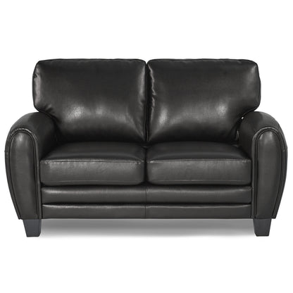 Fabian Black Faux Leather Loveseat – 61.5" Retro Modern Two-Seat Loveseat