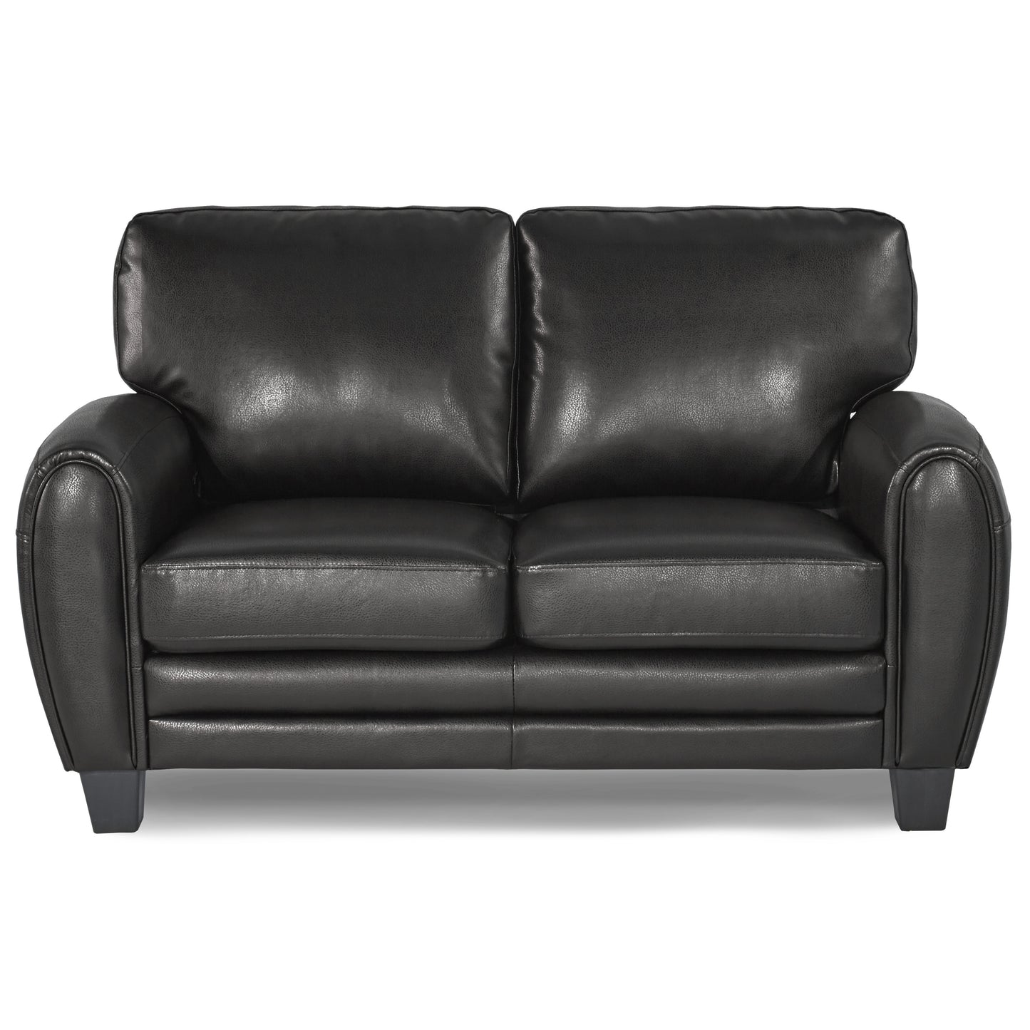 Fabian Black Faux Leather Loveseat – 61.5" Retro Modern Two-Seat Loveseat